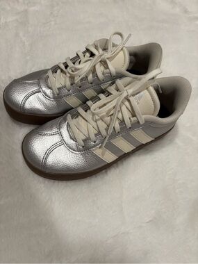 adidas Silver and Cream Low-Top Sneakers